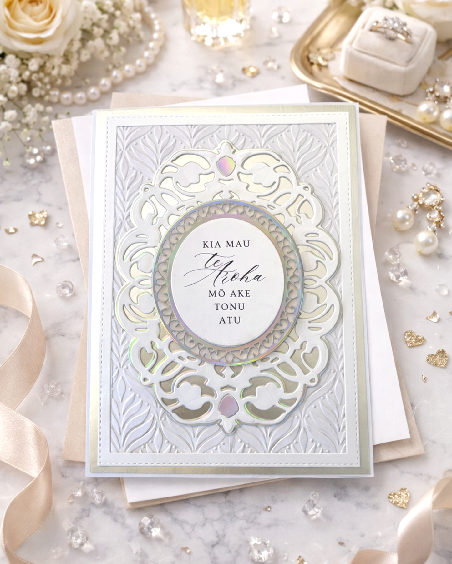 Luxury Handmade Māori Wedding Card – May your Love Last Forever
