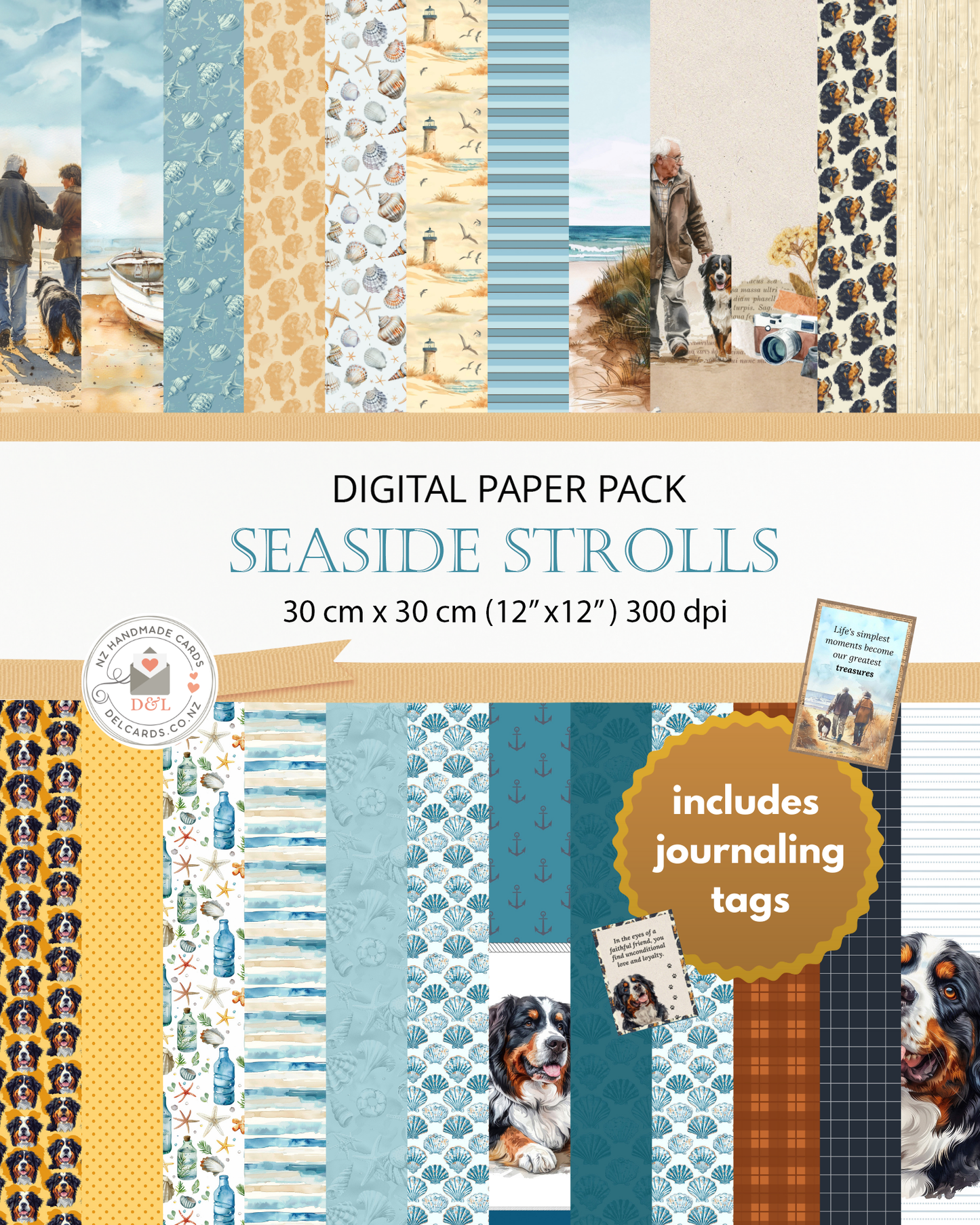 Seaside Strolls - Digital Paper Pack