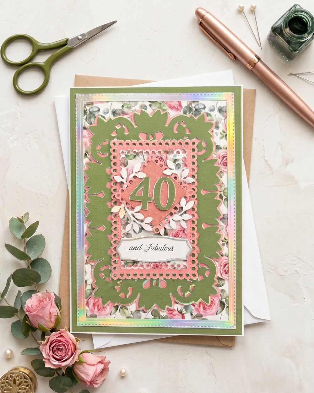 40th Birthday Greeting Card – Luxury Handmade Card made in NZ