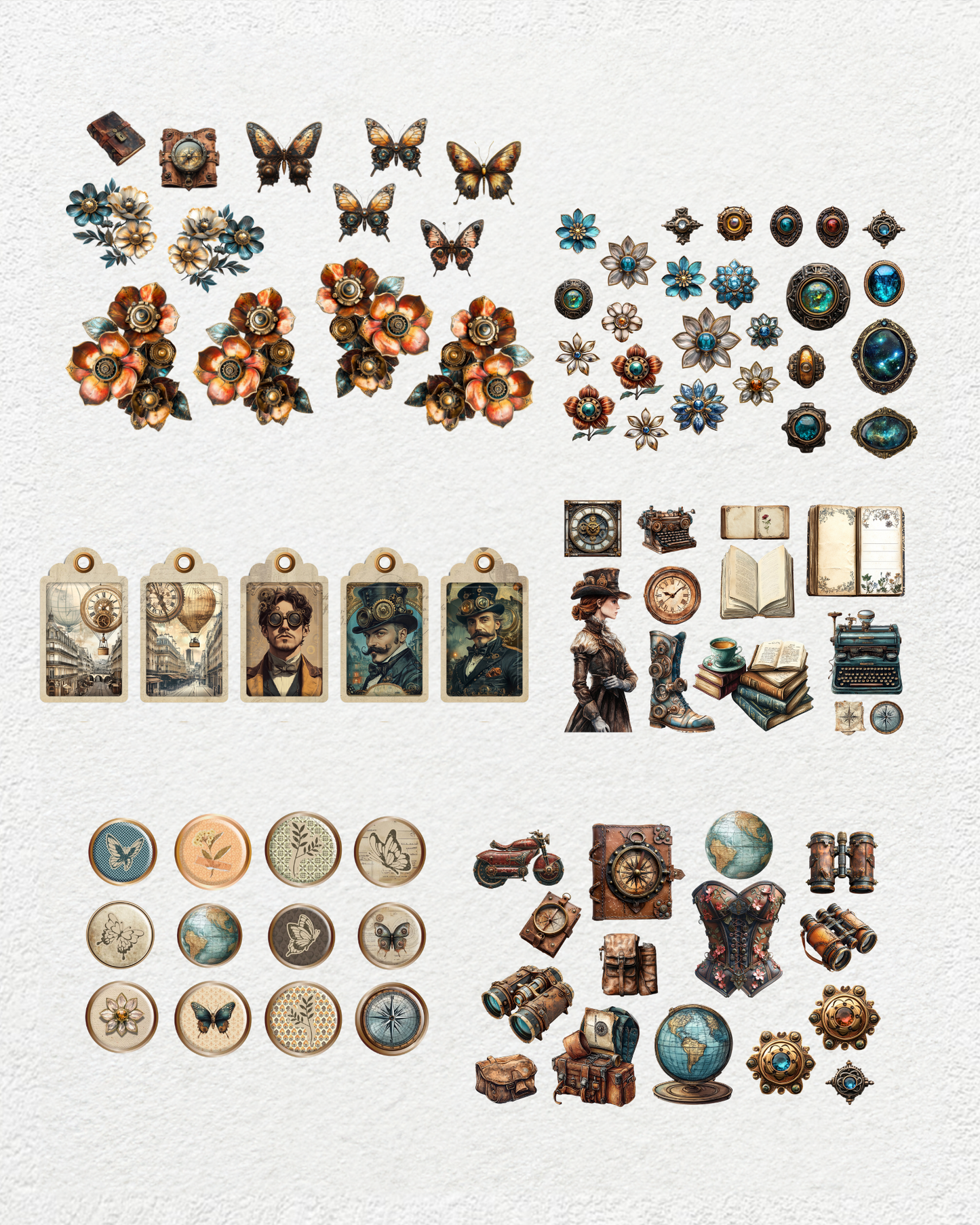 Steampunk Digital Paper Pack - A4 PDF for Instant Download | Copper Tales