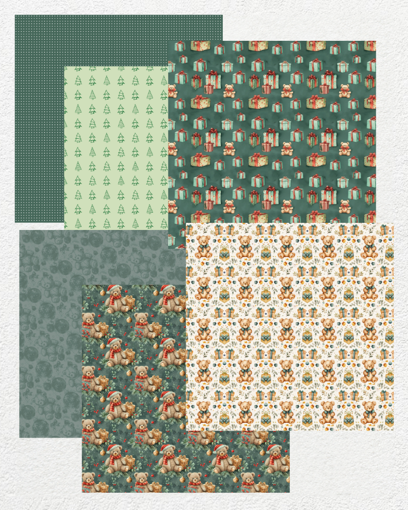 Digital Papers - Christmas Teddy Tales