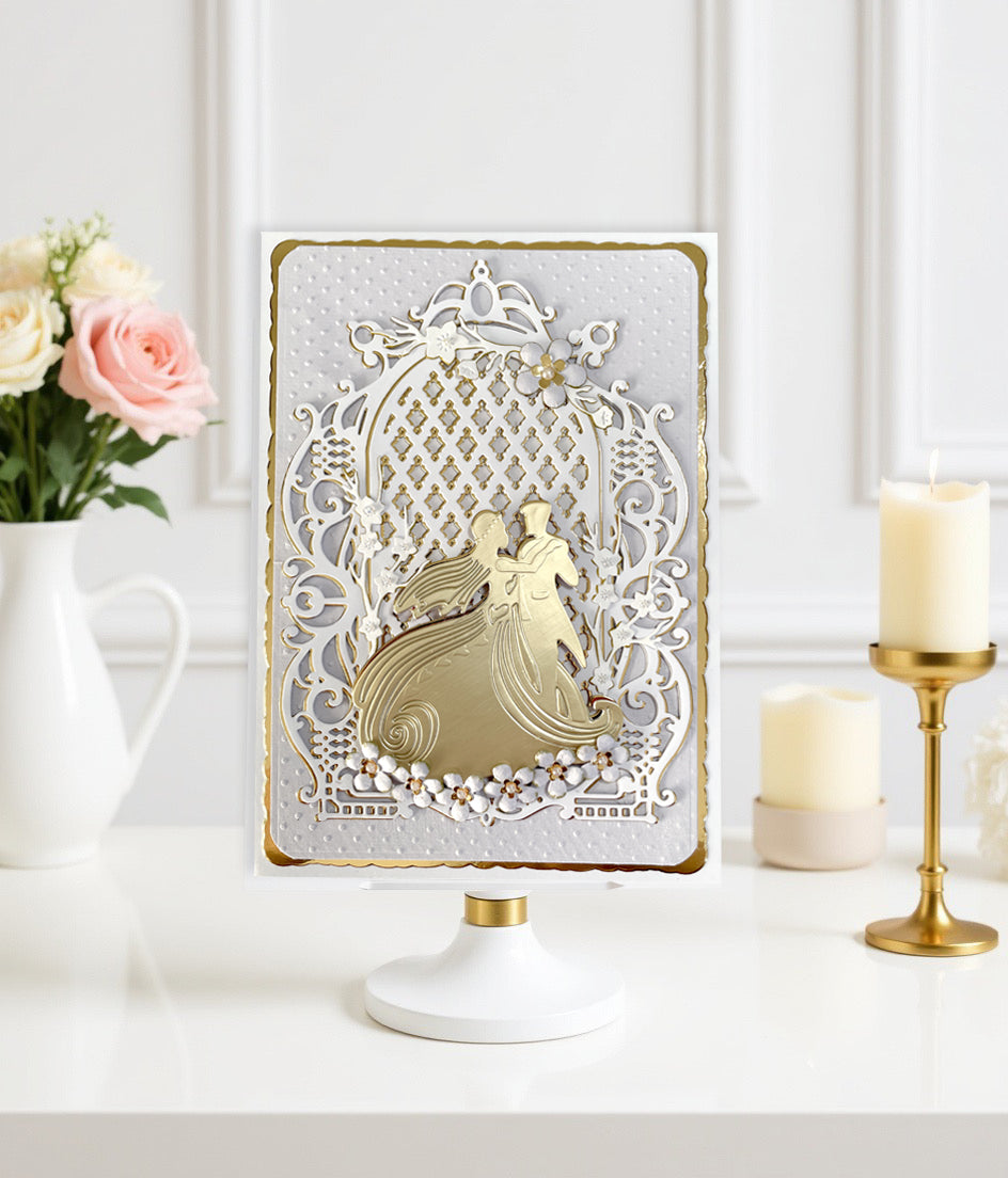 Luxury Wedding Card – Bride & Groom Golden Dance | Del Cards NZ
