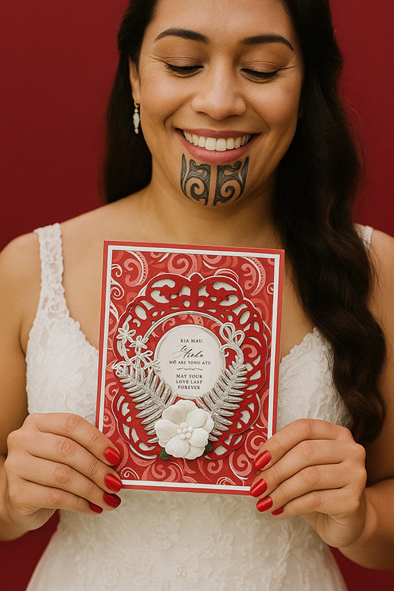 Luxury Handmade Māori Wedding Card – May your Love Last Forever