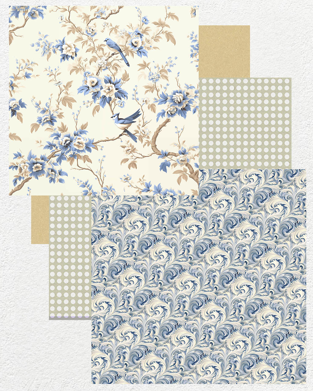 16 Digital Papers - Blue Butterfly Ballet