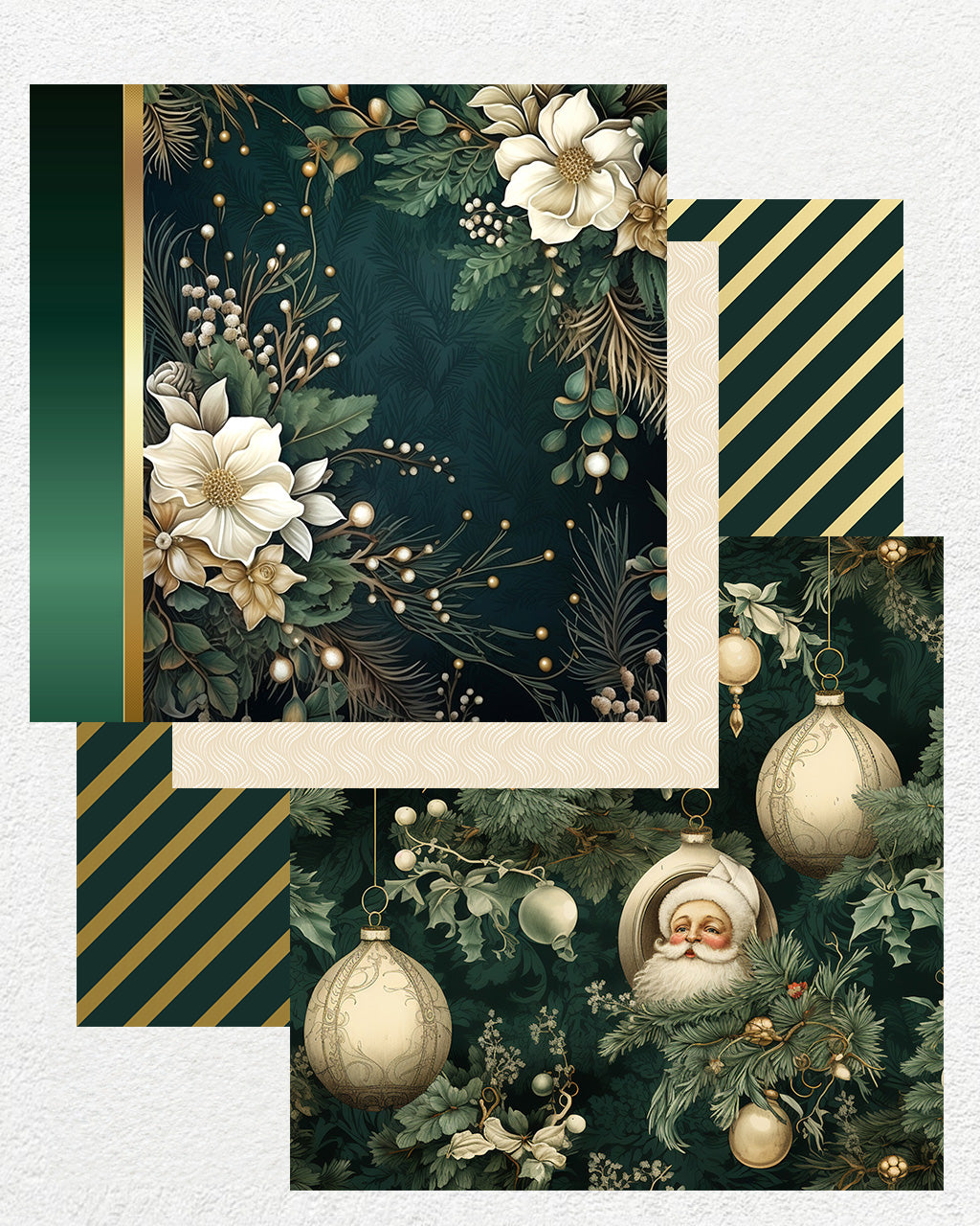 16 Digital Papers - Emerald Christmas