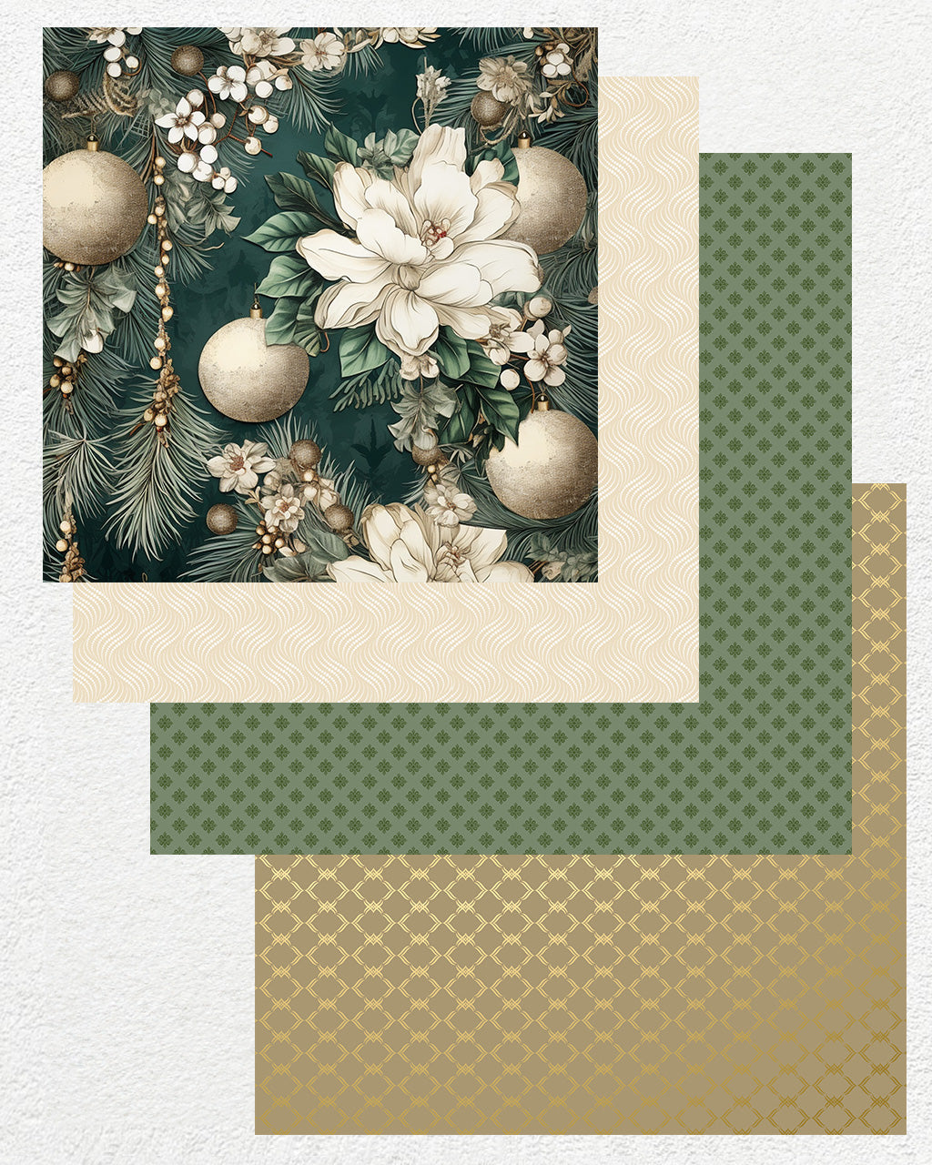 16 Digital Papers - Emerald Christmas