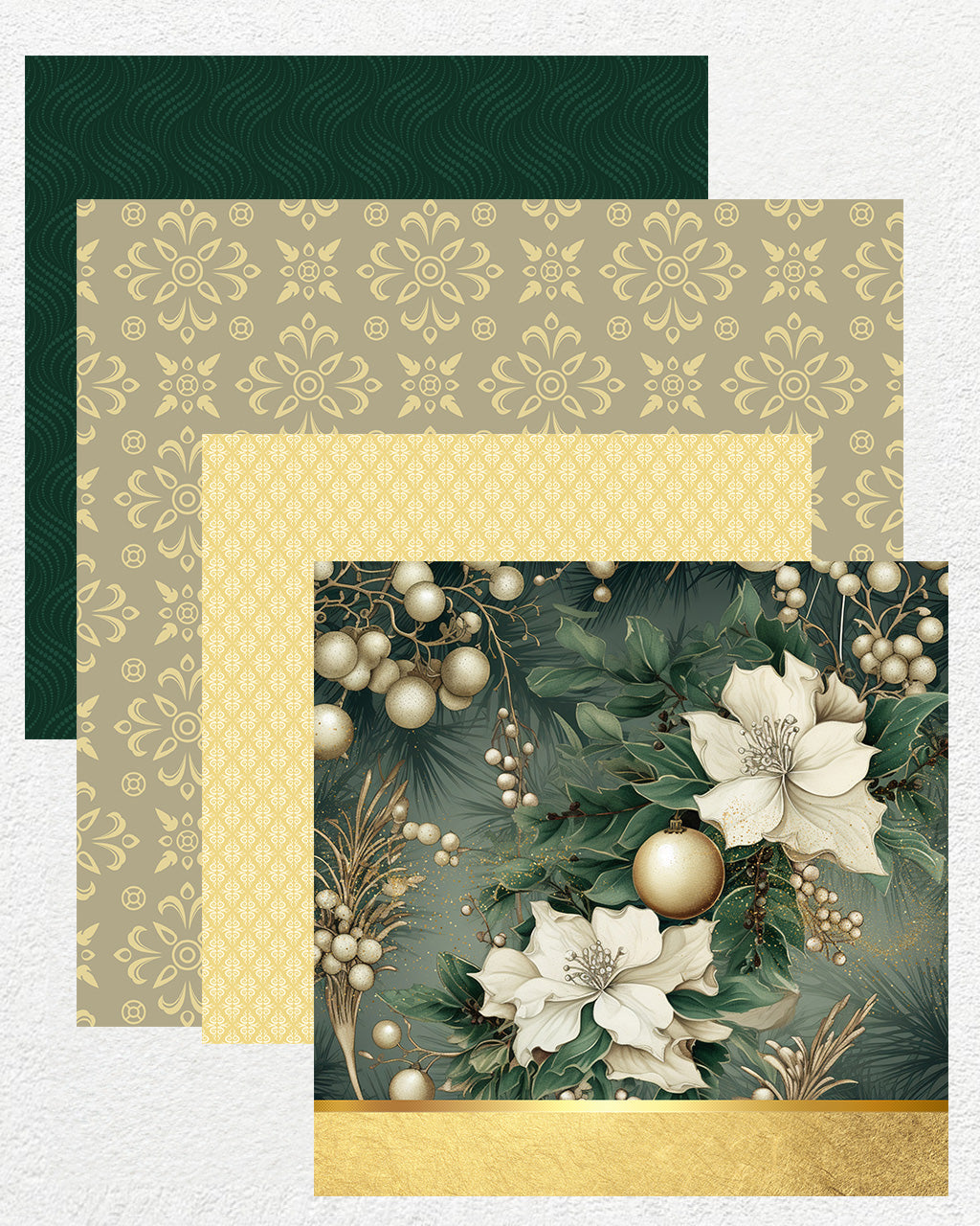 16 Digital Papers - Emerald Christmas
