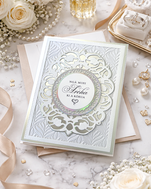 Luxury Handmade Māori Wedding Card – With love to you Two