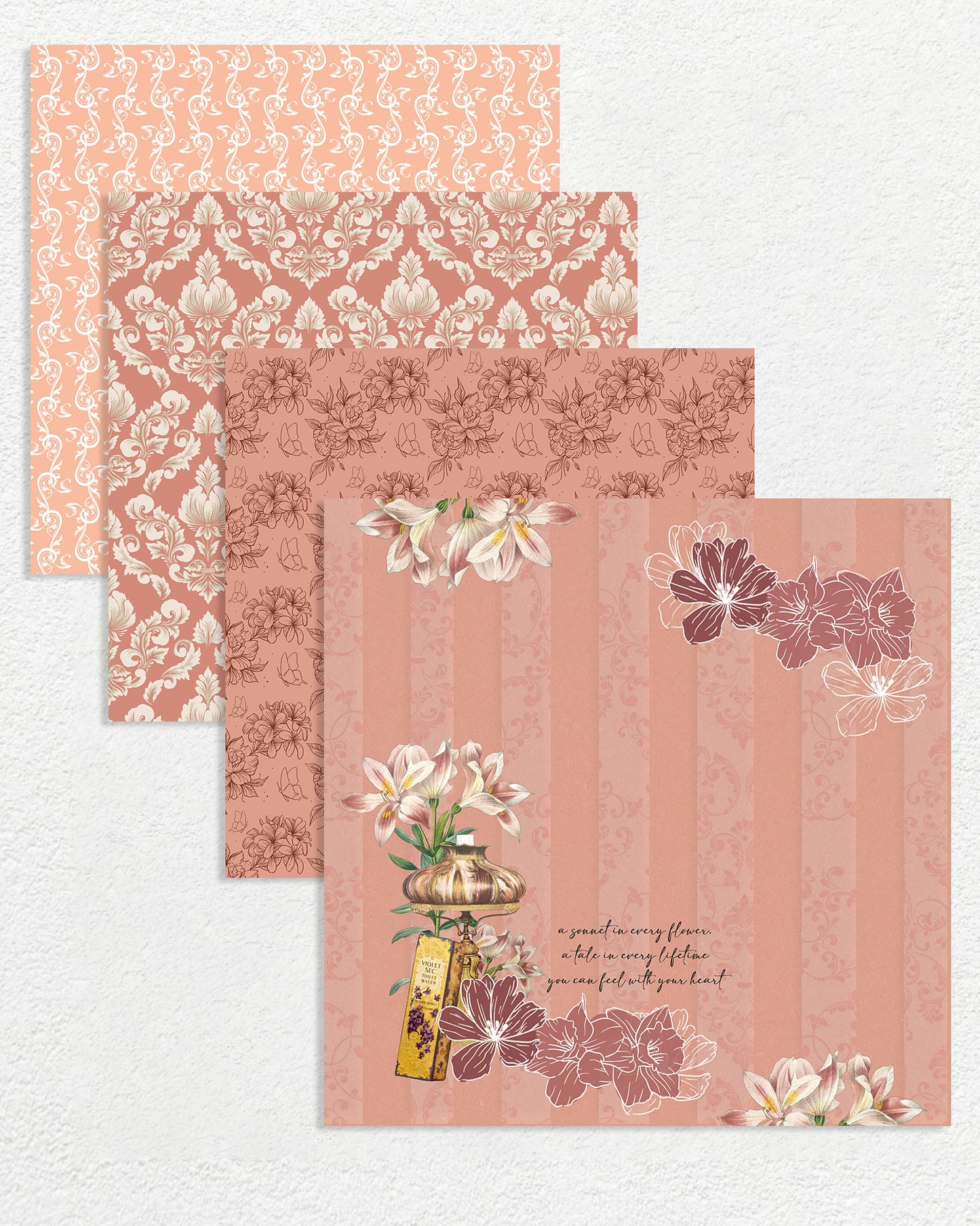 A4 Digital Paper Pack - Vintage Flowers - PDF Printer Friendly