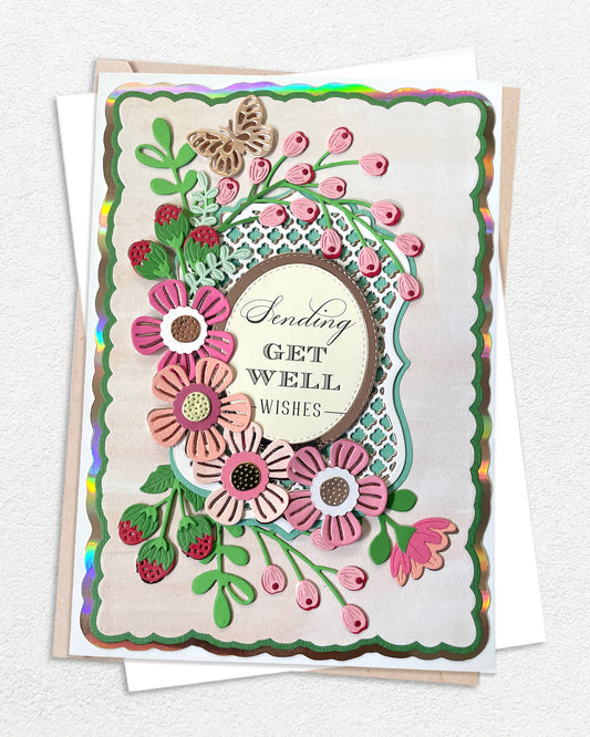 Sending Get Well Wishes Card – Handmade with Floral Details