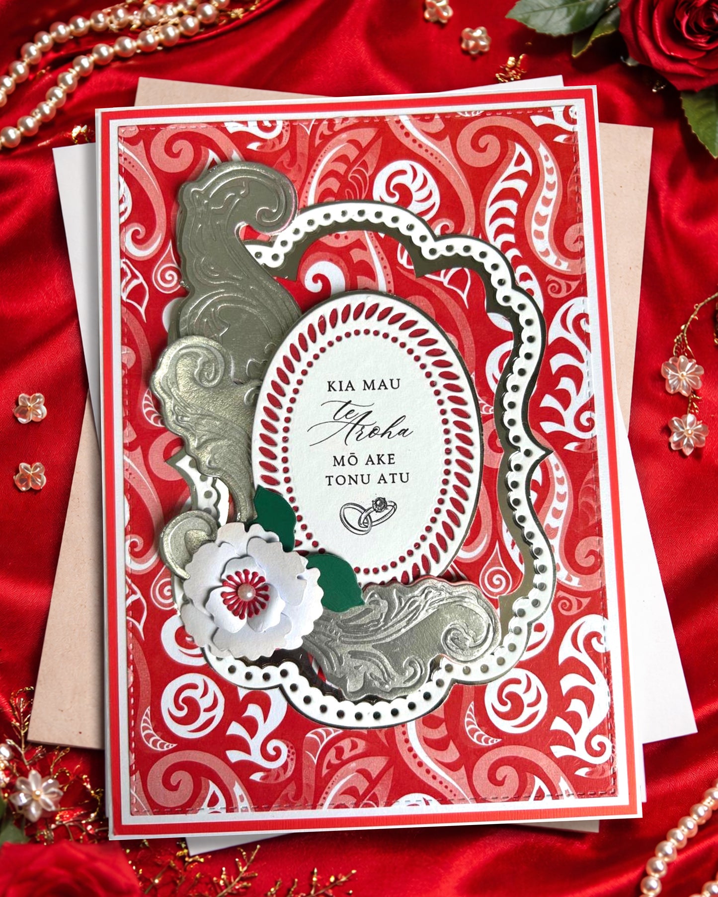 Luxury Handmade Māori Wedding Card – May your Love Last Forever