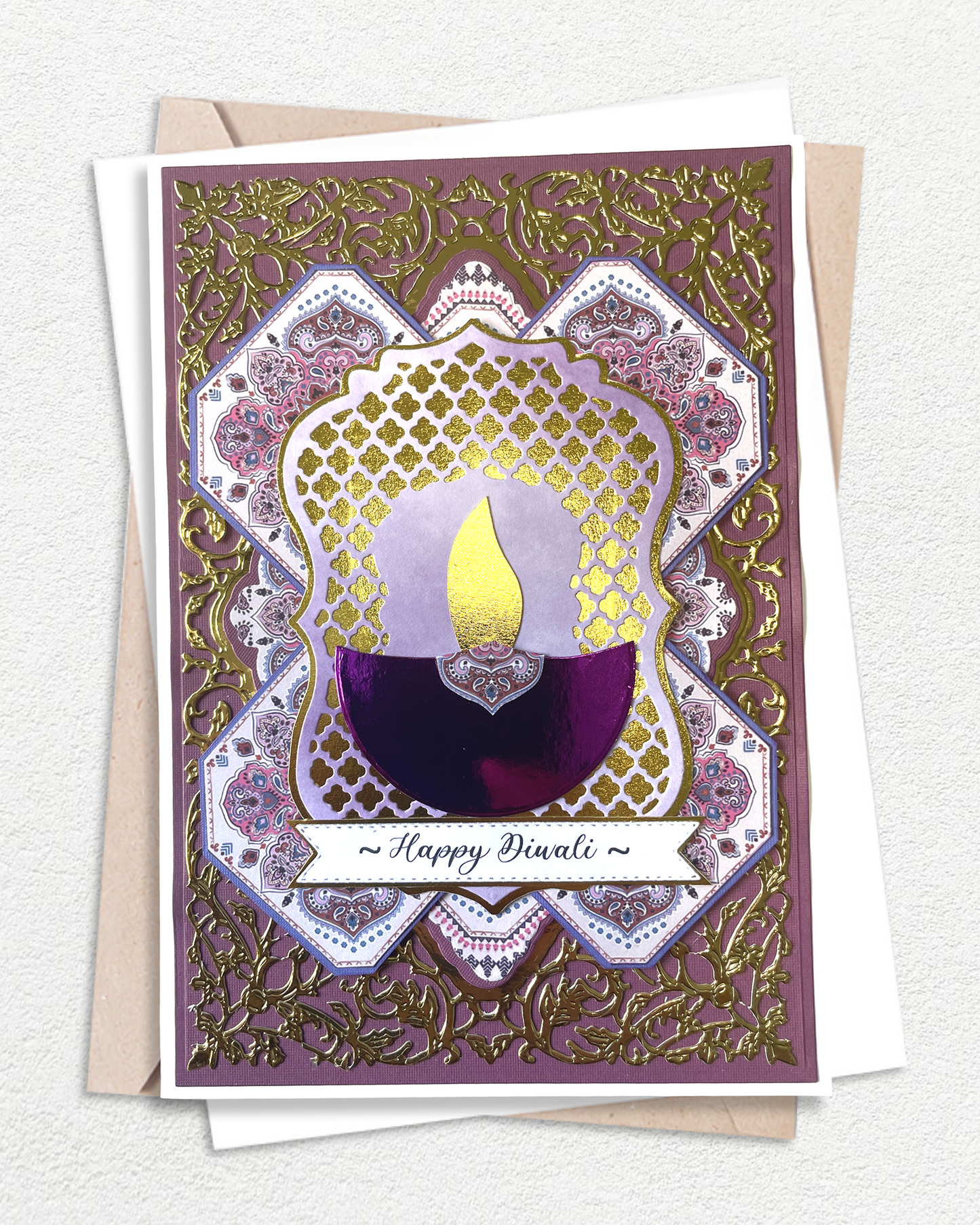 Handmade Diwali Cards NZ – Luxury Gold Foil Festival of Lights Greeting Card