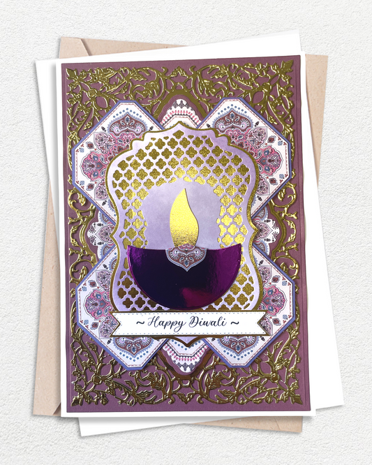 Handmade Diwali Cards NZ – Luxury Gold Foil Festival of Lights Greeting Card