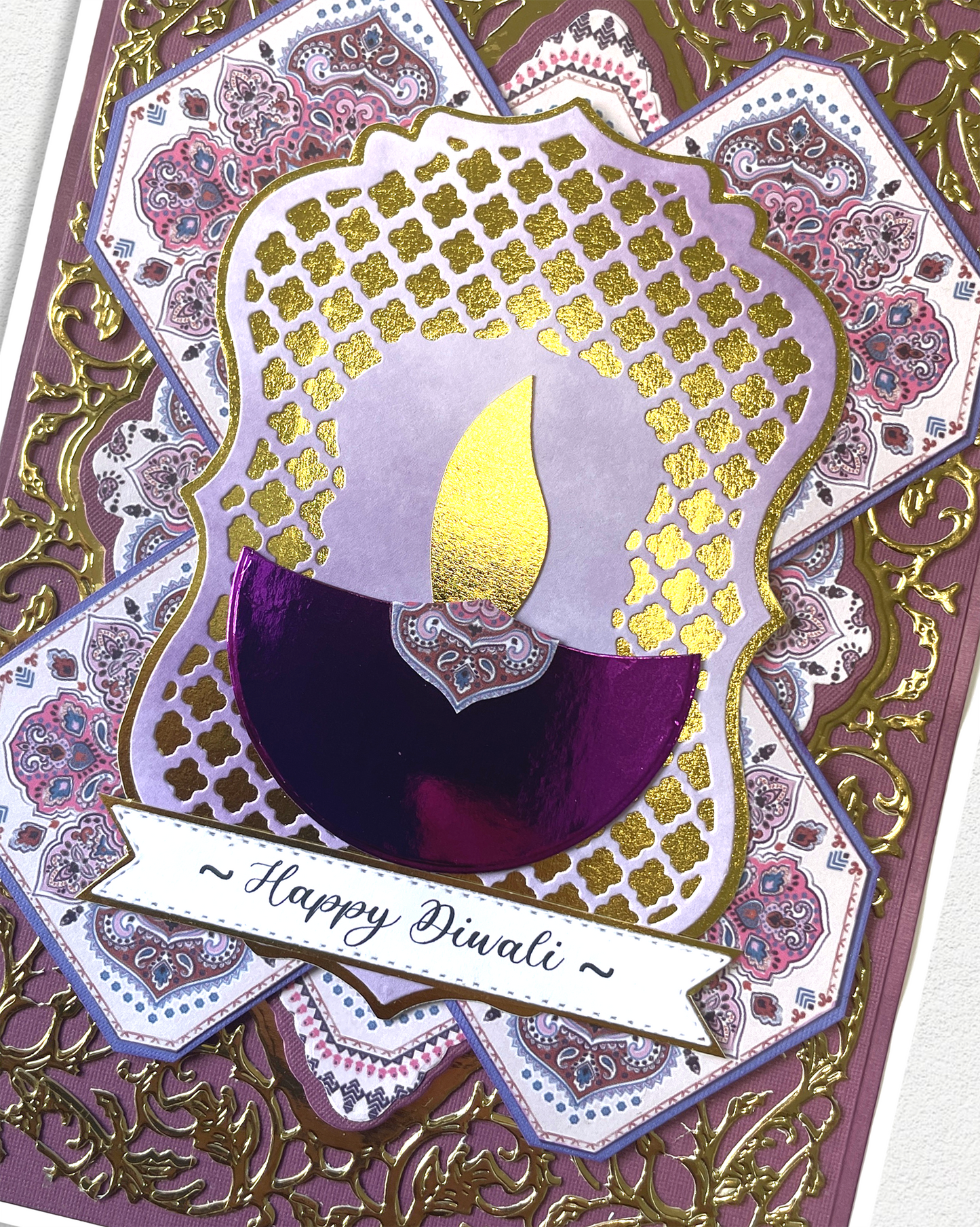 Handmade Diwali Cards NZ – Luxury Gold Foil Festival of Lights Greeting Card
