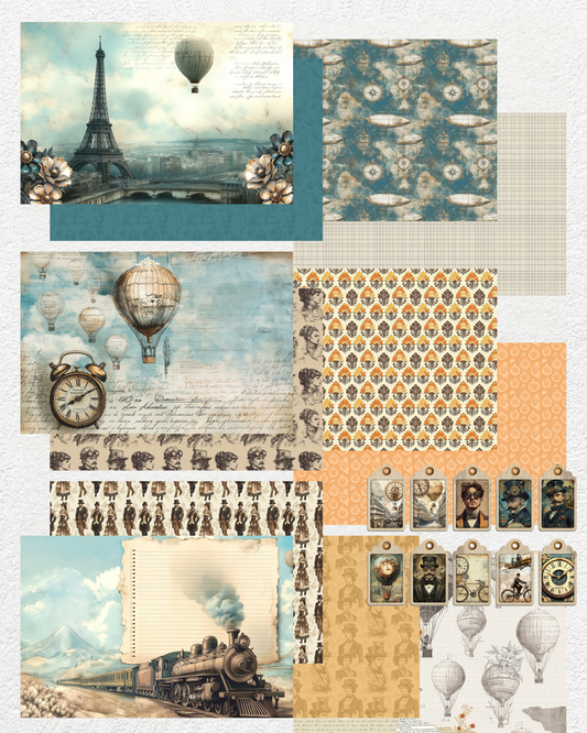Steampunk Digital Paper Pack - A4 PDF for Instant Download | Copper Tales