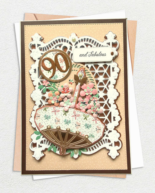 90th Birthday Greeting Card – Luxury Handmade Card made in NZ