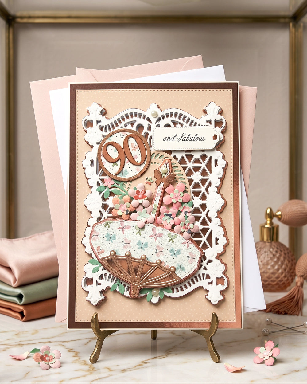 90th Birthday Greeting Card – Luxury Handmade Card made in NZ