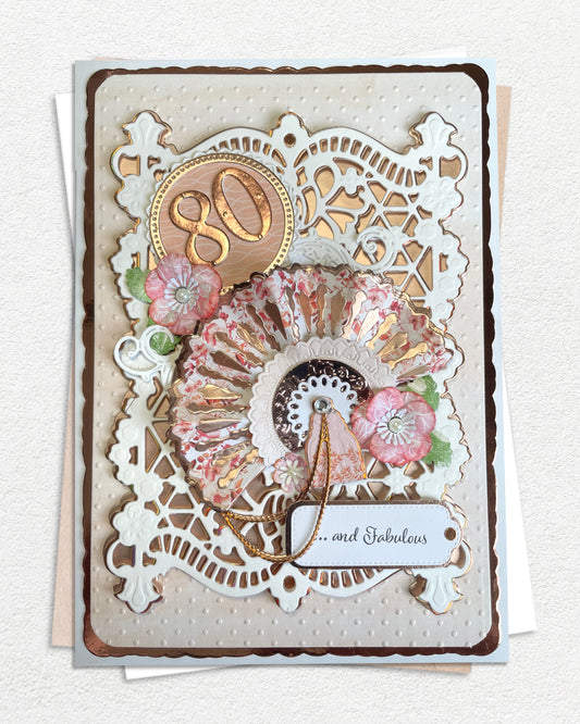 80th Birthday Greeting Card – Luxury Handmade Card made in NZ