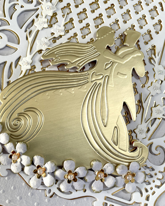 Luxury Wedding Card – Bride & Groom Golden Dance | Del Cards NZ