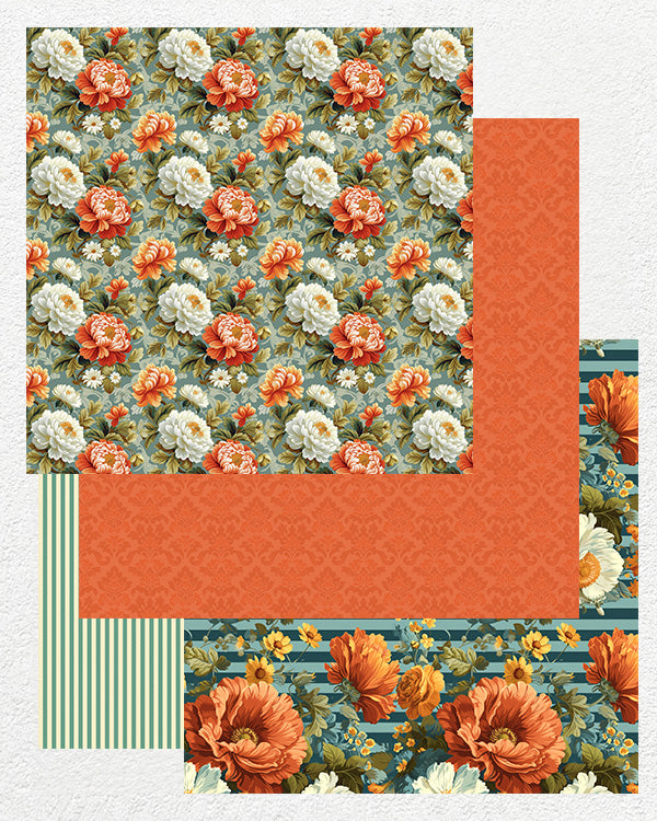 Digital Papers - Floral Sunset