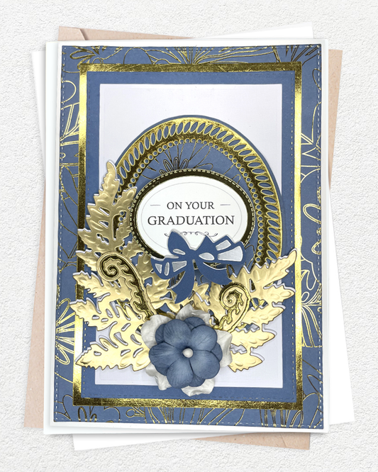 Luxury handmade graduation card with elegant embellishments, made in Auckland New Zealand — On your Graduation