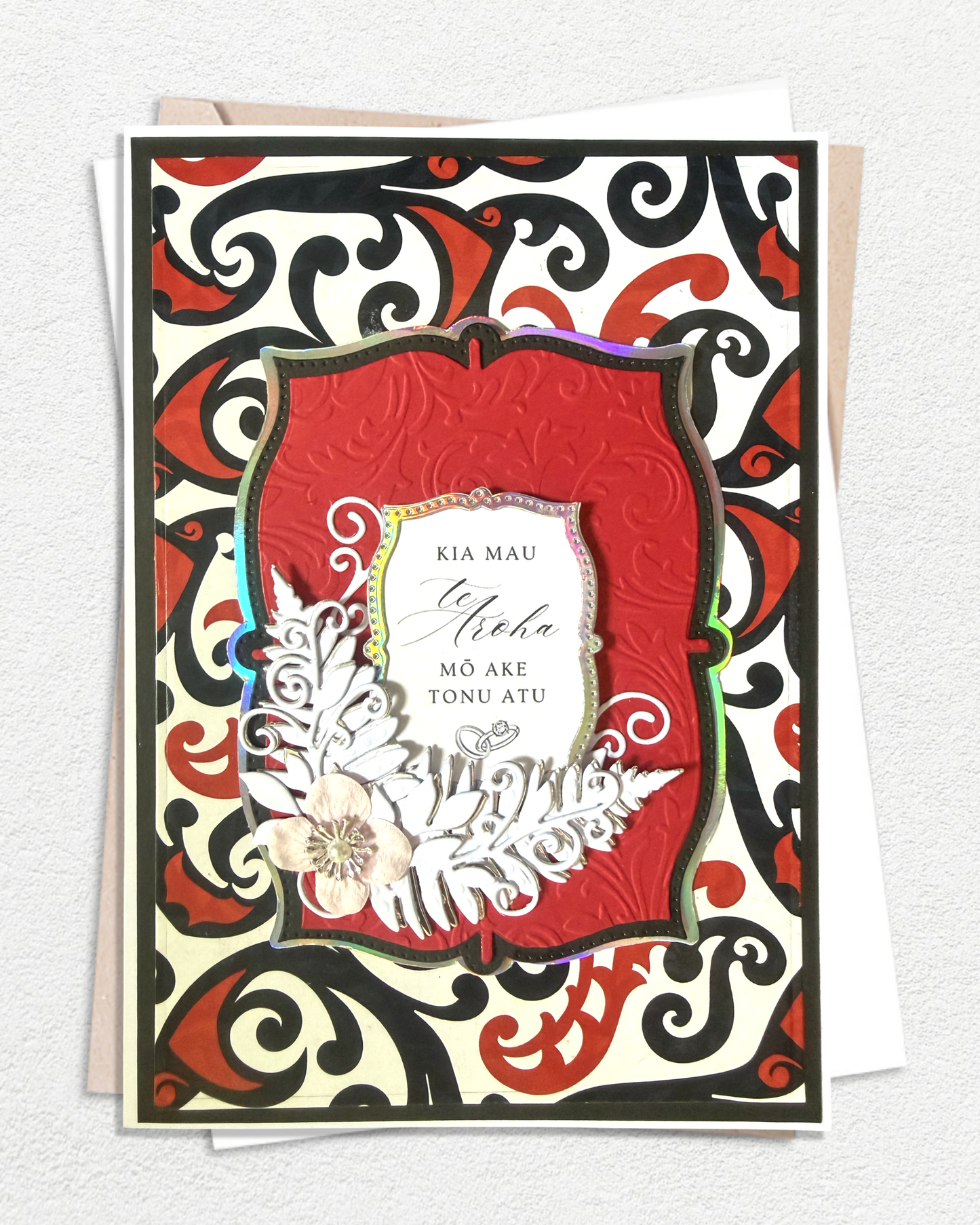 Luxury Handmade Māori Wedding Card – May your Love Last Forever