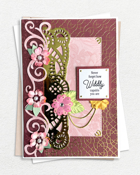 Handmade empowerment encouragement card with warm design, made in Auckland New Zealand — Never forget how wildly capable you are