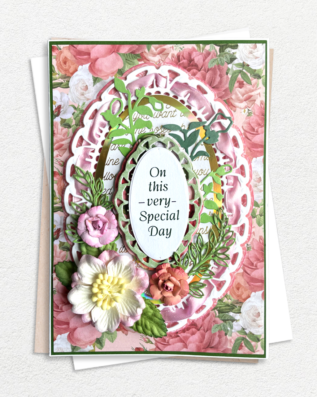 Greeting card with floral design and 'On this very special day' text