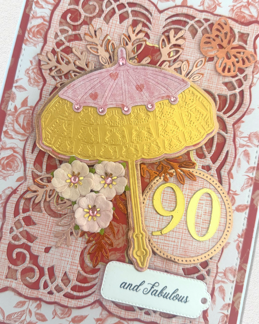 90th Birthday Greeting Card – Luxury Handmade Card made in NZ