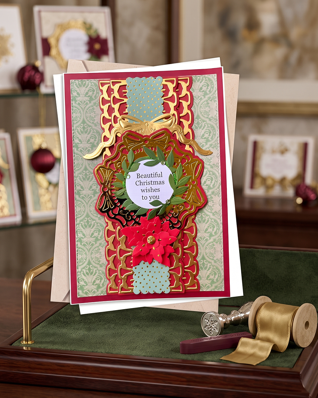 Luxury Christmas Card made in New Zealand by Del Cards NZ