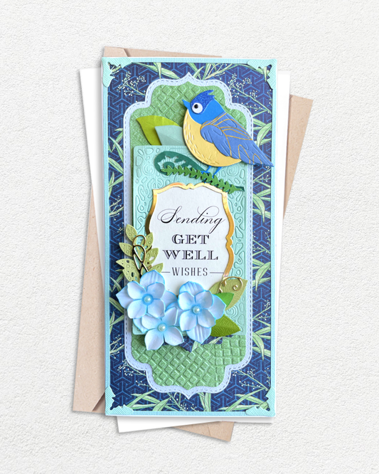 Handmade sending get well wishes card with delicate design, made in Auckland New Zealand