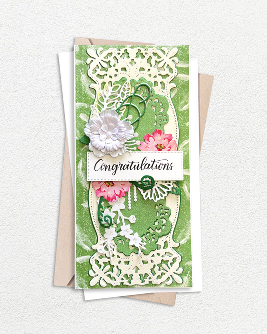 Handmade congratulations card with elegant design, made in Auckland New Zealand
