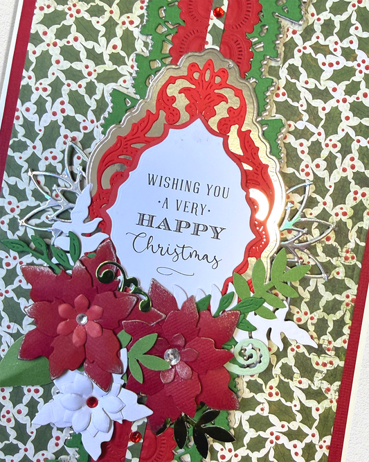 Luxury Handmade Christmas Card | Poinsettia Garden - Wishing You a Very Happy Christmas