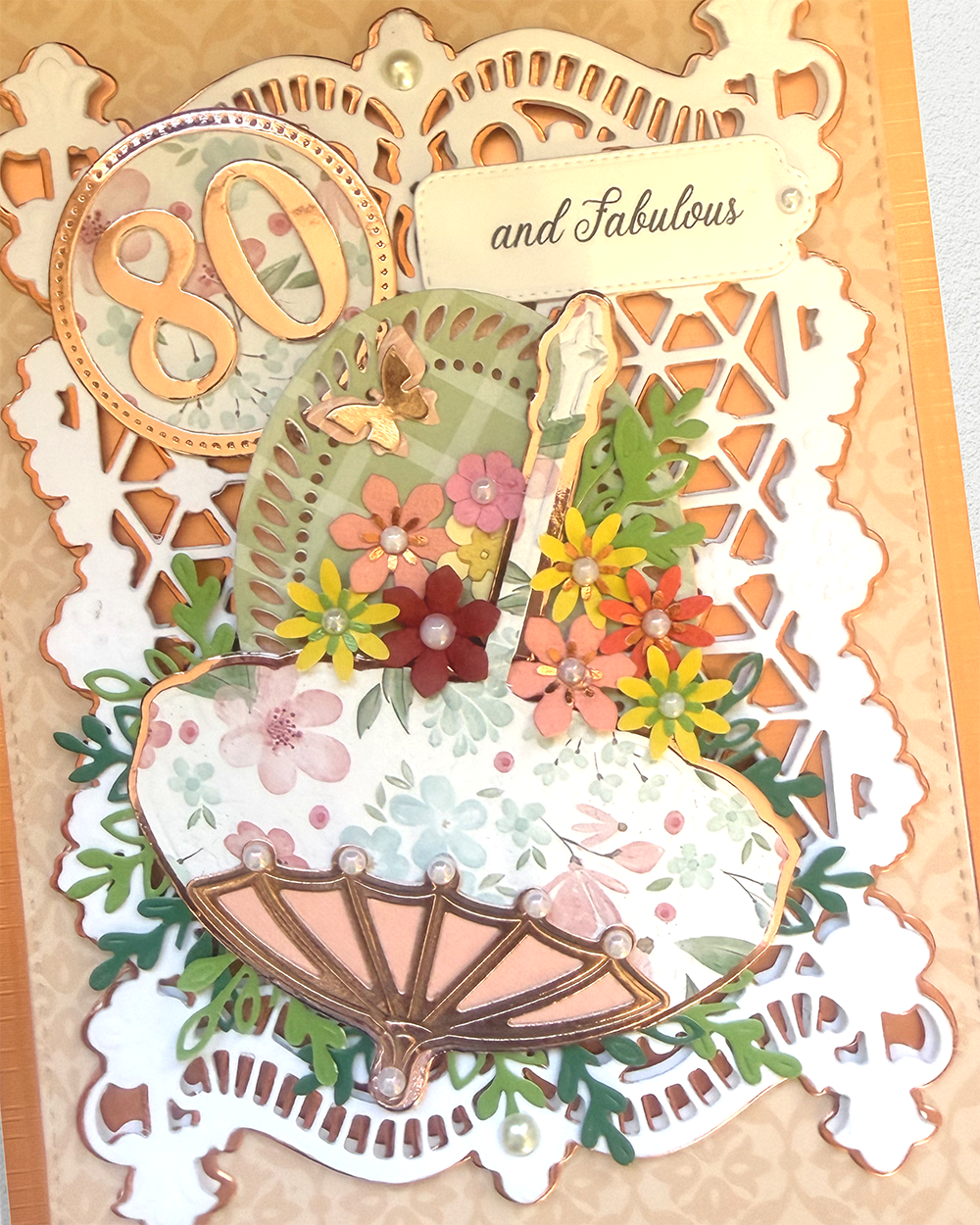80th birthday card made in NZ by Del Cards NZ