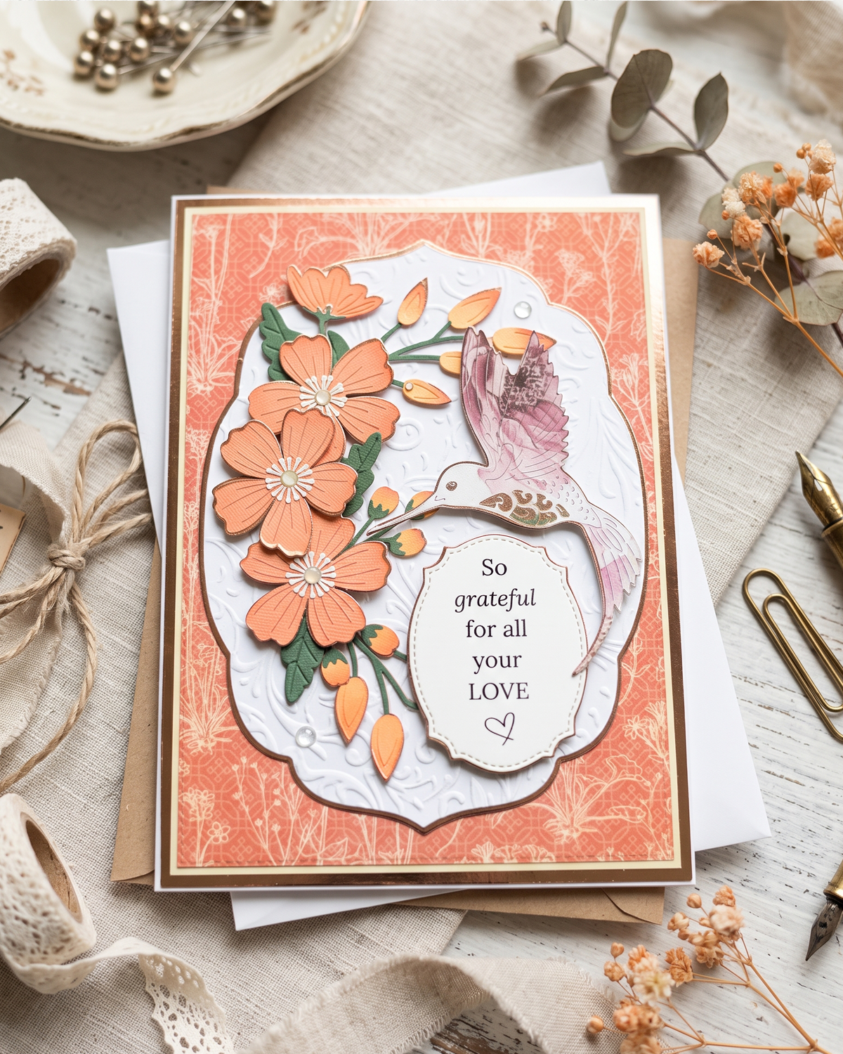 Thank you card made in New Zealand by Del Cards NZ