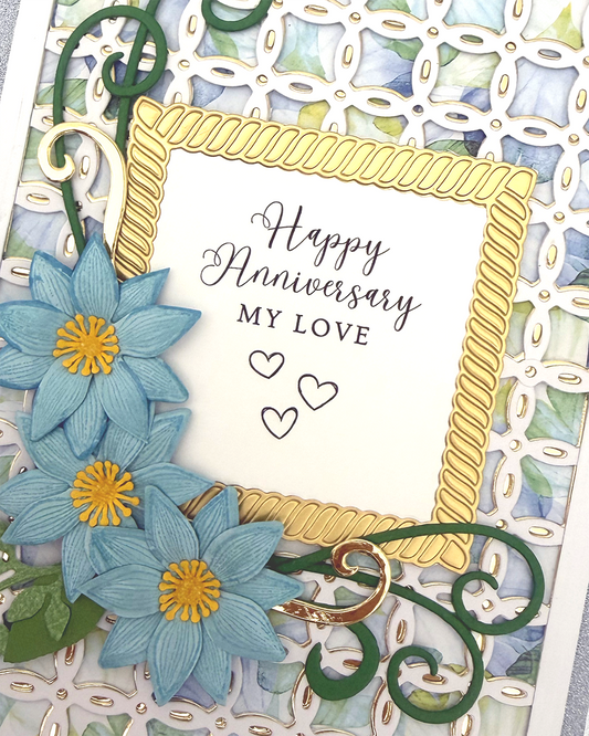 close up of anniversary card