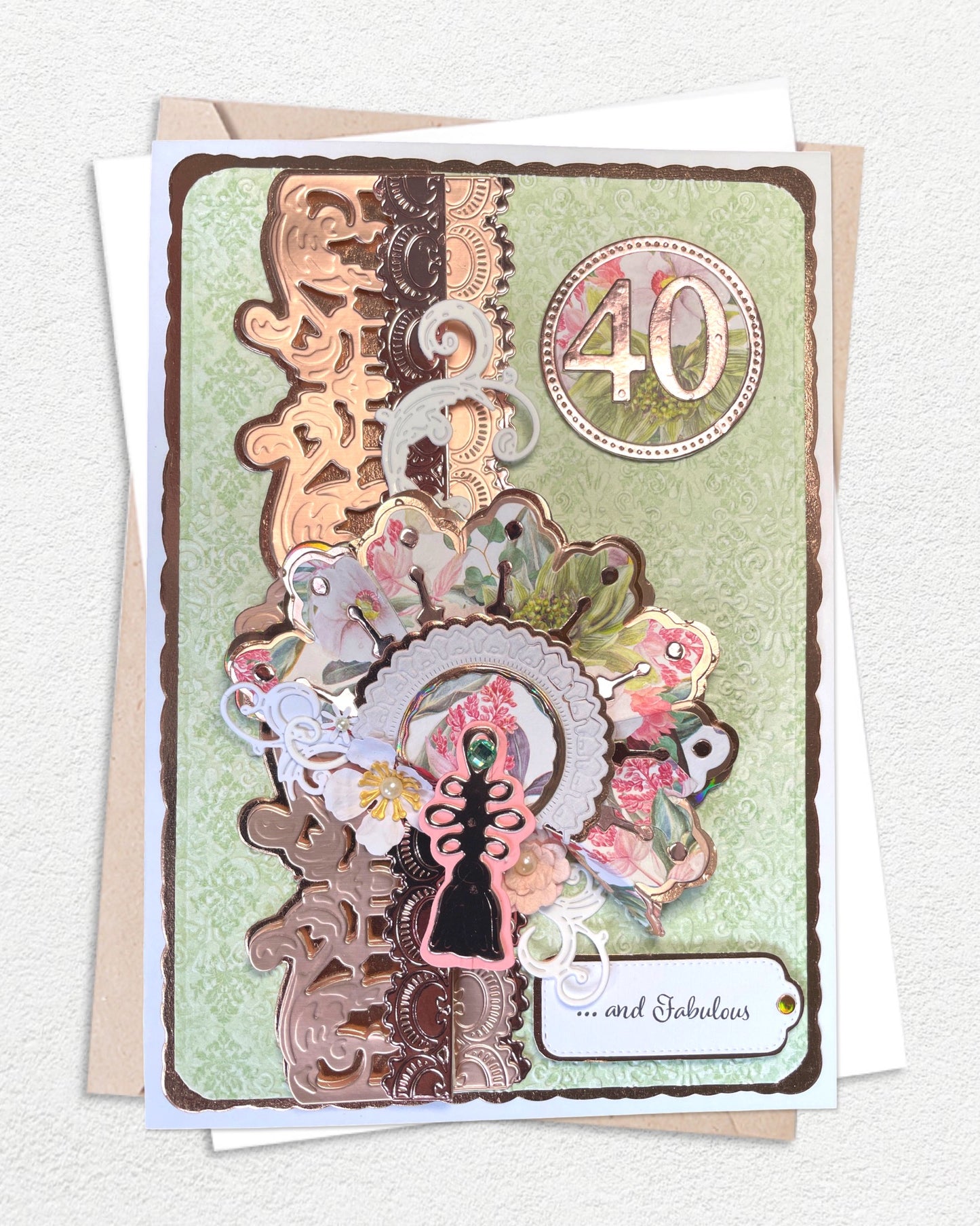 40th Birthday Greeting Card – Luxury Handmade Card made in NZ