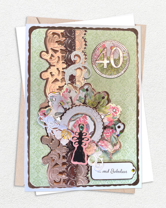 40th Birthday Greeting Card – Luxury Handmade Card made in NZ