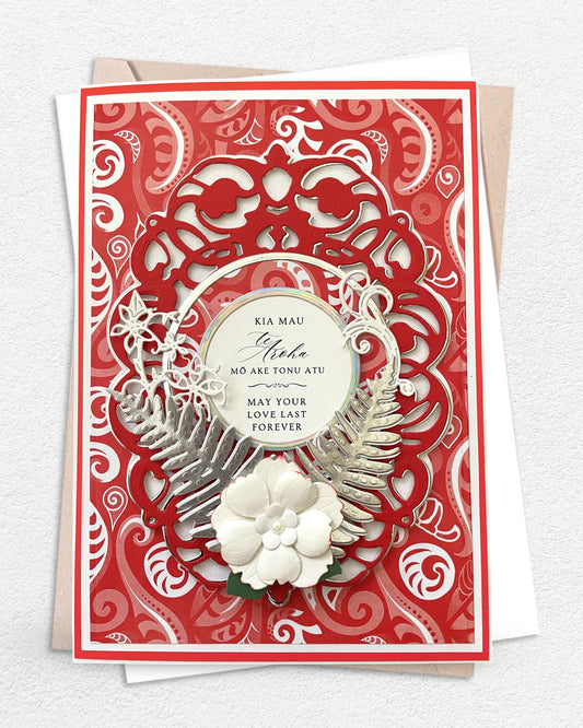 Luxury Handmade Māori Wedding Card – May your Love Last Forever