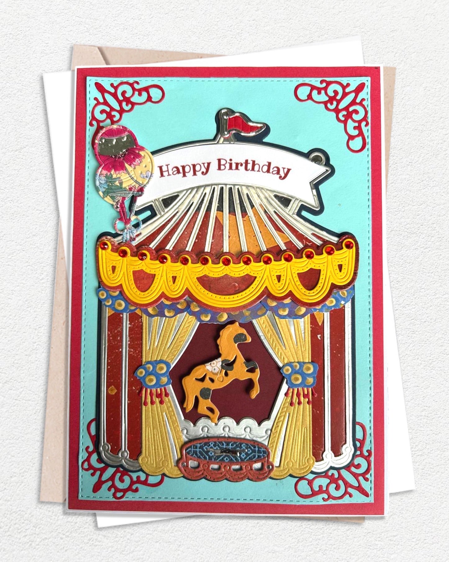 Handmade Birthday Card NZ | Colorful Carousel