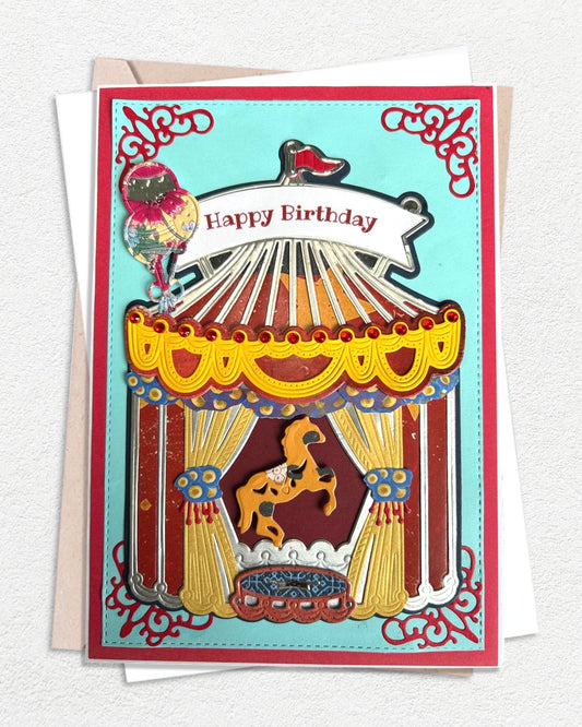 Handmade Birthday Card NZ | Colorful Carousel