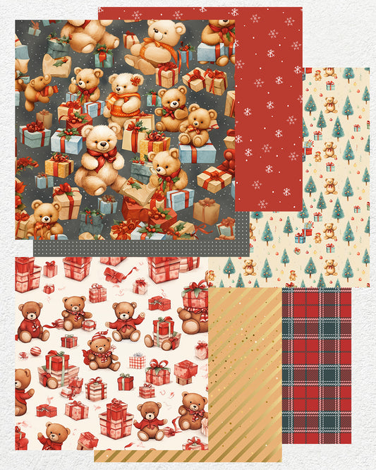 16 Digital Papers - A Christmas Teddy Tale