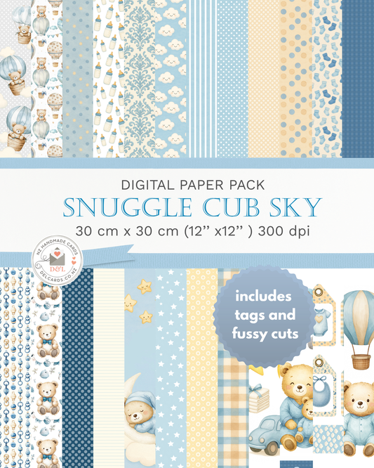 Snuggle Cub Sky - Nursery-Themed Digital Scrapbooking Paper Pack