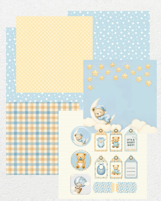 Snuggle Cub Sky - Nursery-Themed Digital Scrapbooking Paper Pack