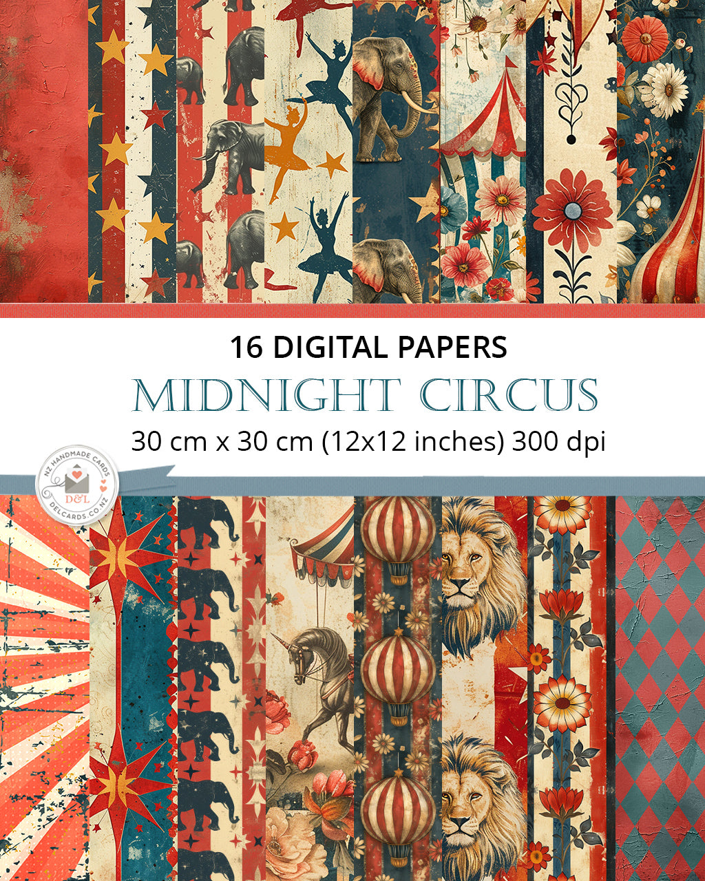 16 Digital Papers - Midnight Circus