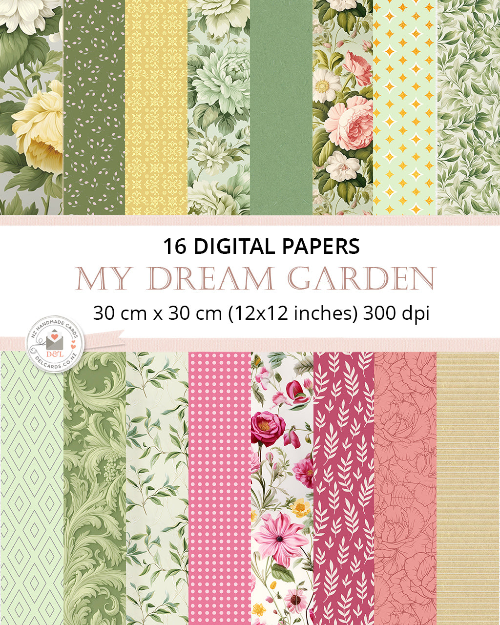 16 Digital Papers - My Dream Garden
