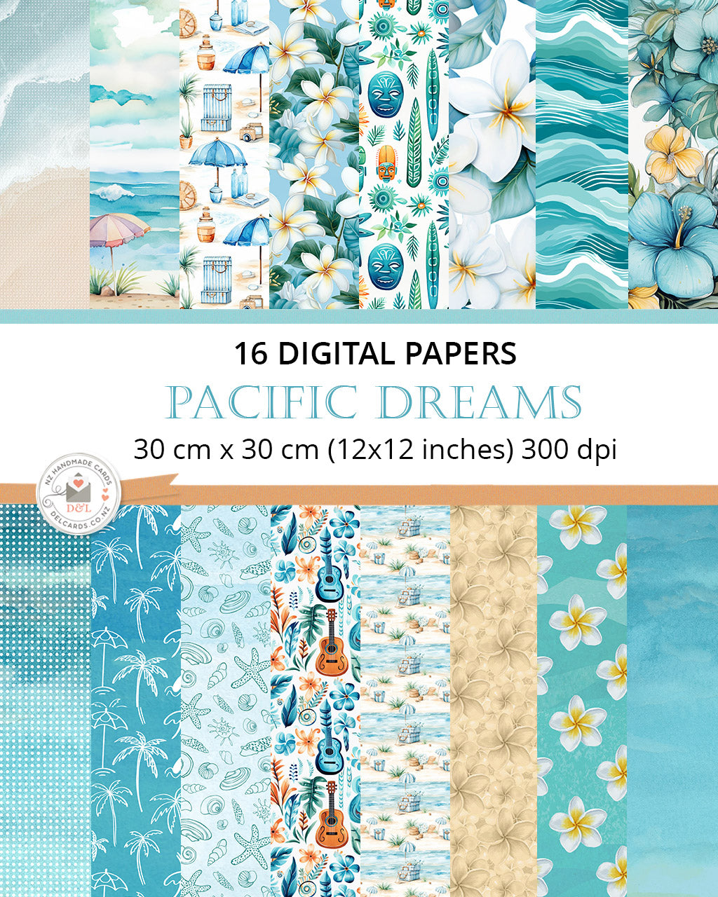 16 Digital Papers - Pacific Dreams