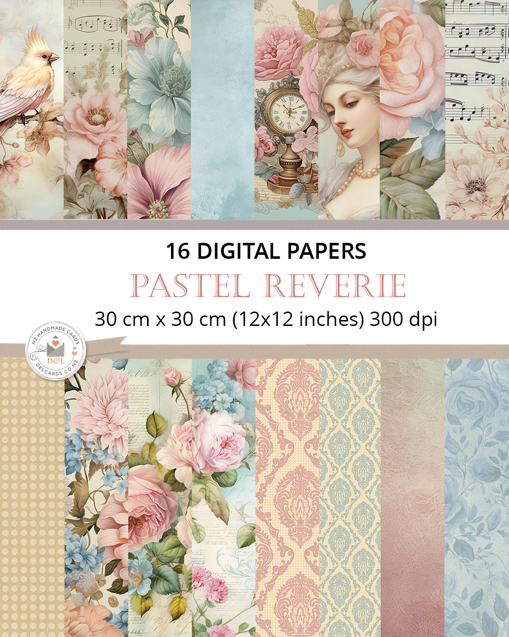 16 Digital Papers - Pastel Reverie