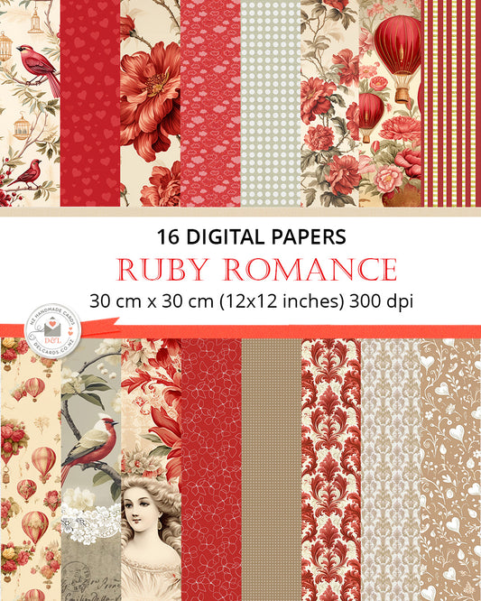 16 Digital Papers - Ruby Romance