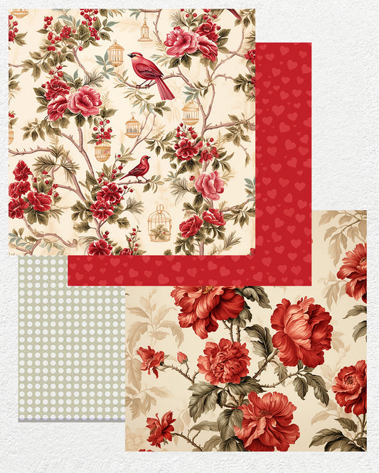 16 Digital Papers - Ruby Romance